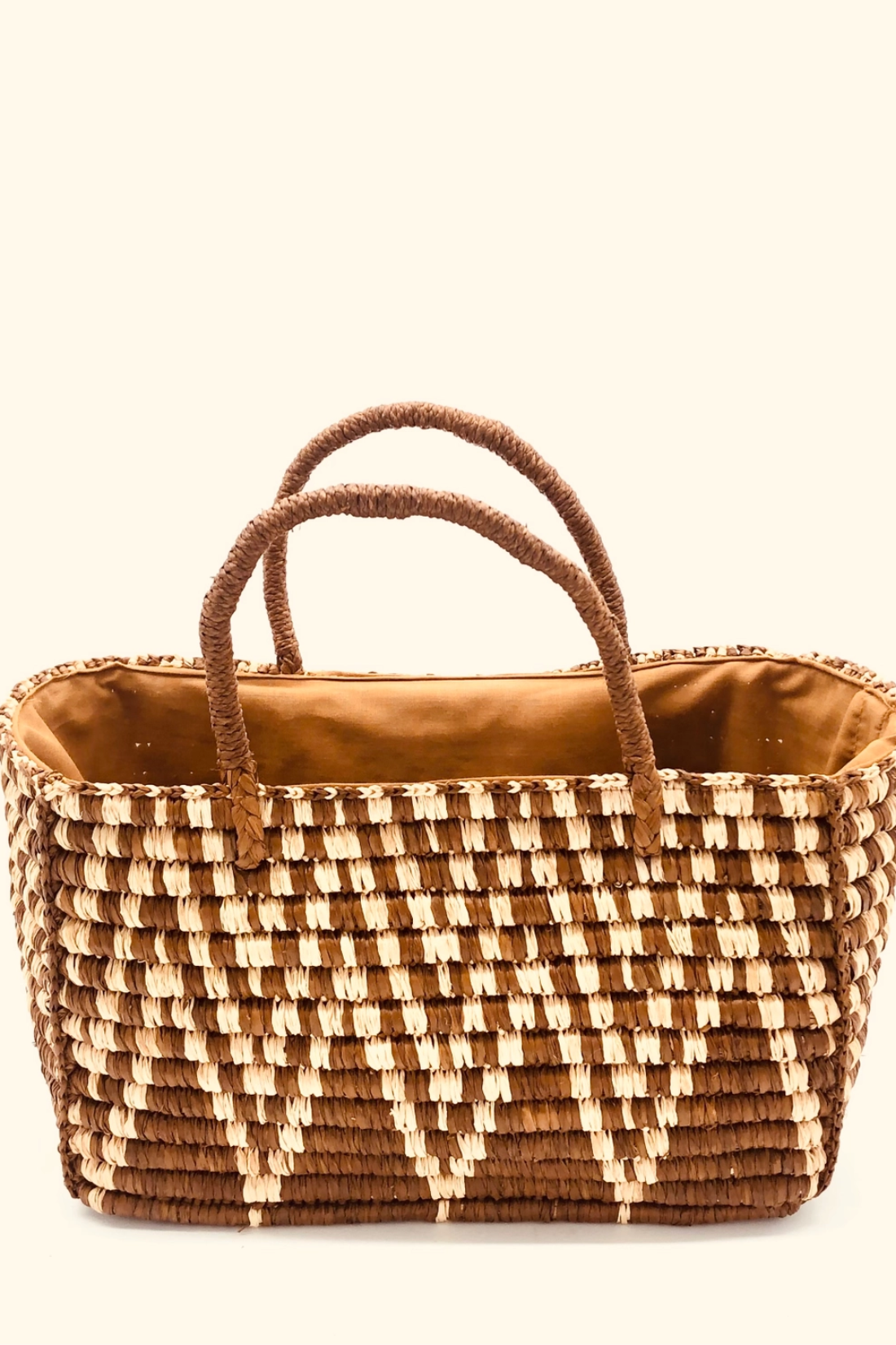 Tobacco Zig Zag Crochet Rectangle Straw Bag April Blooms