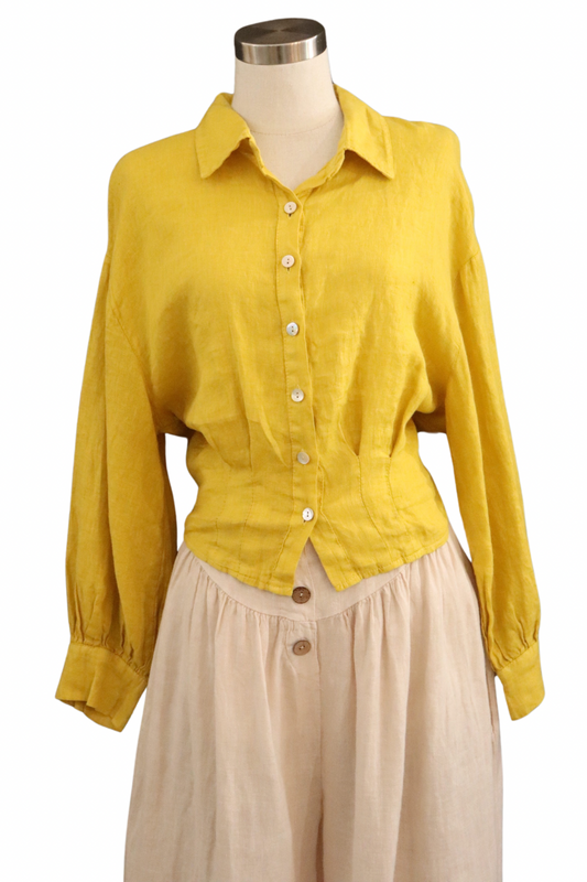 Mustard Long Sleeve Linen Top