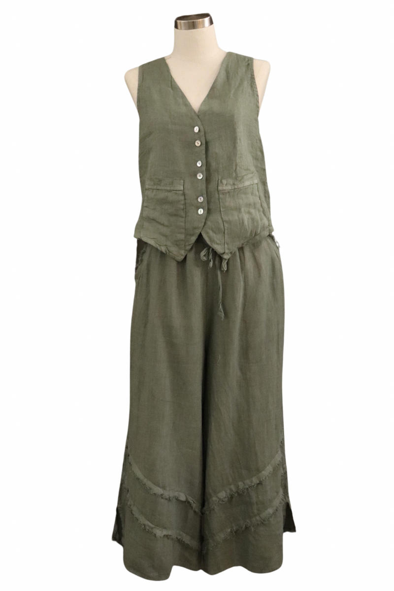 Olive Linen Vest