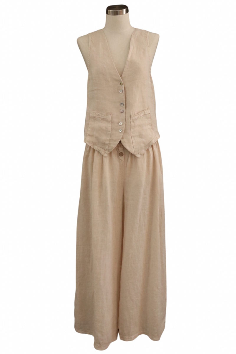 Beige Linen Vest