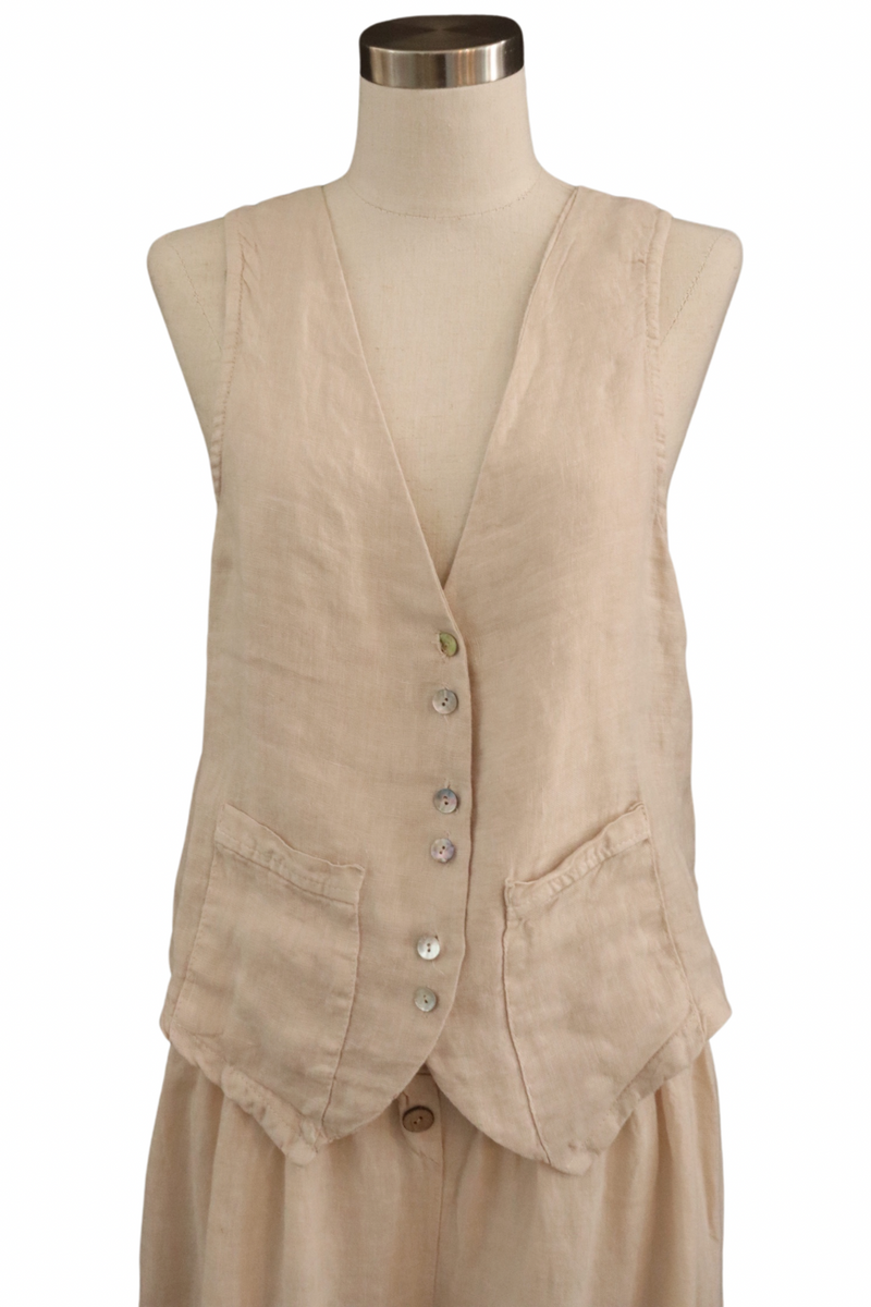 Beige Linen Vest