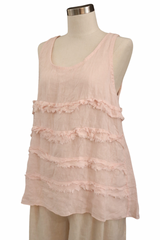 Light Pink Ruffled Tiered Sleeve Linen Top