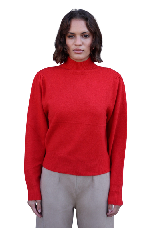 Orange Red Turtleneck Sweater