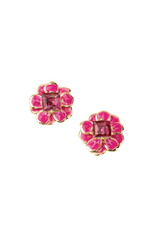 Fuchsia/Gold - Sparkle & Shine Sm Enamel Flower Earring