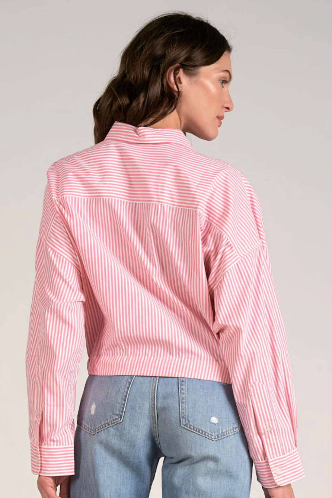 Pink Stripe Button Front Top