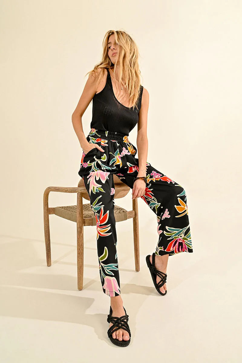 Black June Floral Pants