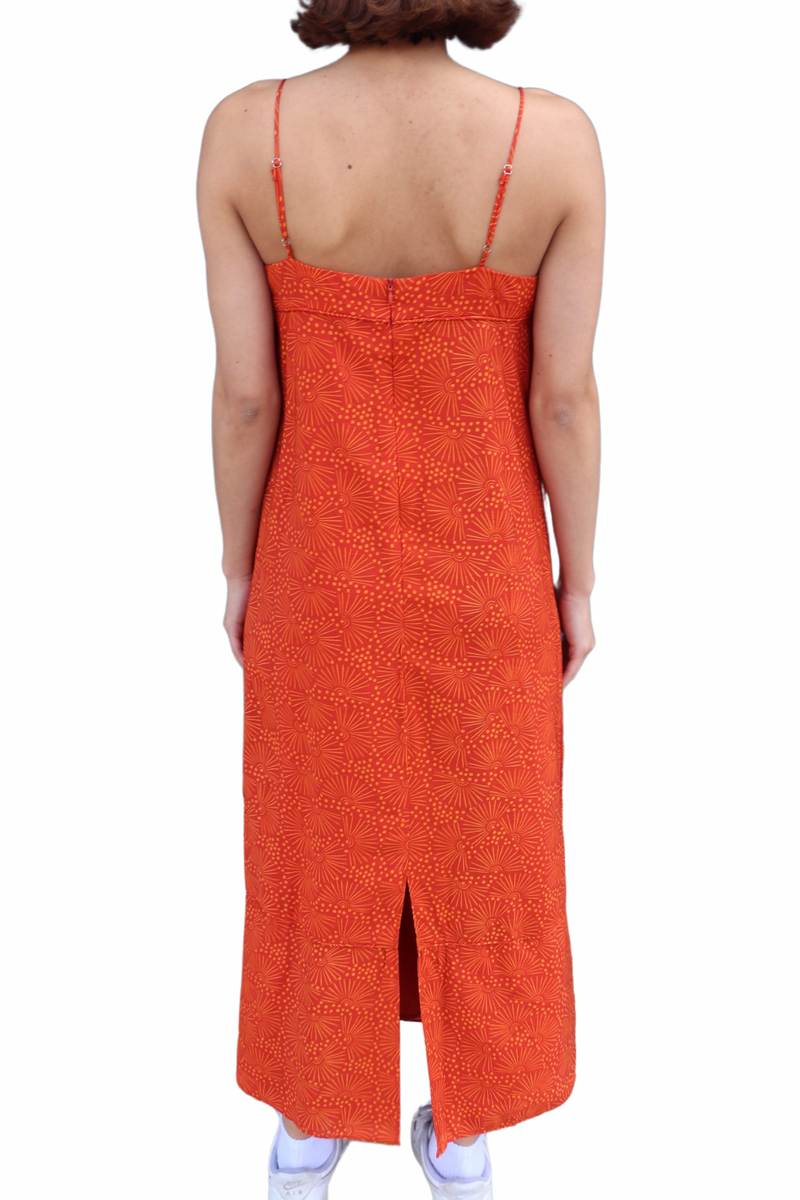 Clay Orange Refined Desert Column Maxi Dress