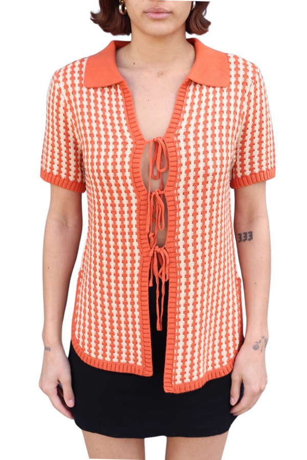 Dark Orange Natural Through The Canyons Tie-Front Sweater