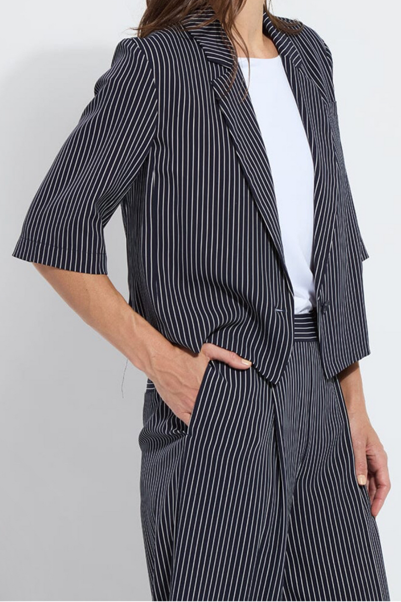 Clarette Cropped Stripe Short Sleeve Blazer