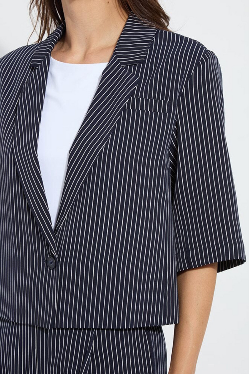 Clarette Cropped Stripe Short Sleeve Blazer