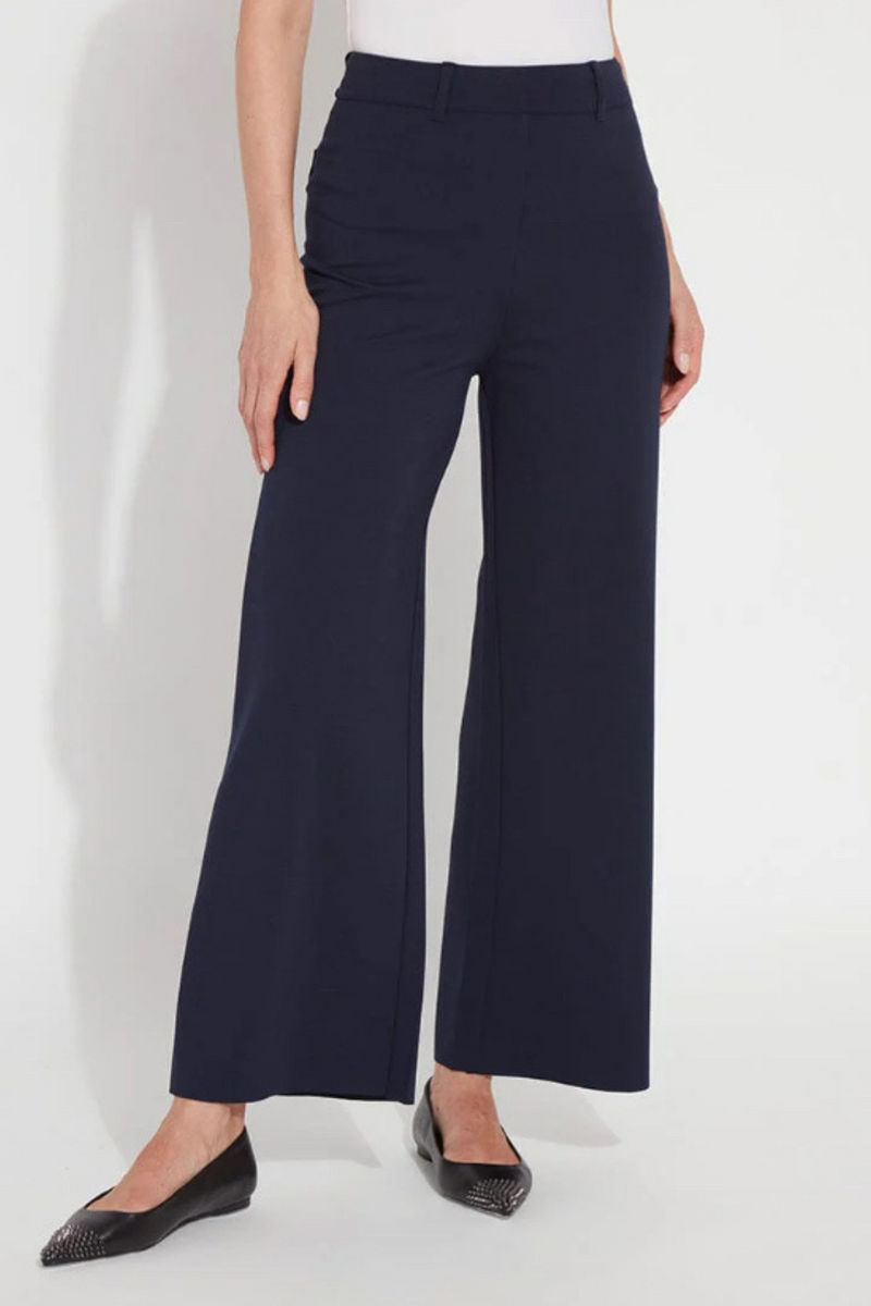 Erin True Navy Hi Waist Wide Leg Ponte Pants