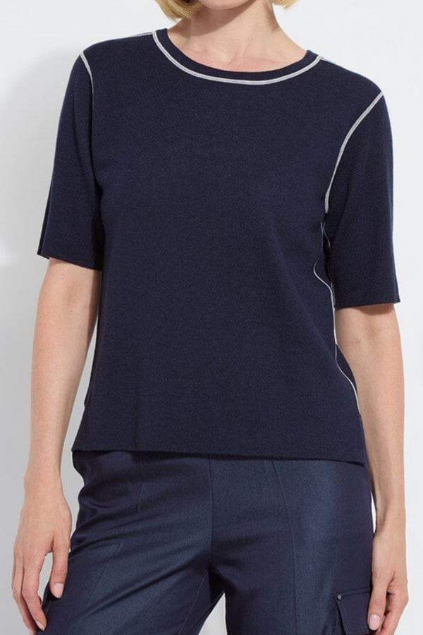 Odessa Navy/Grey Reversible Knit Short Sleeve Tee