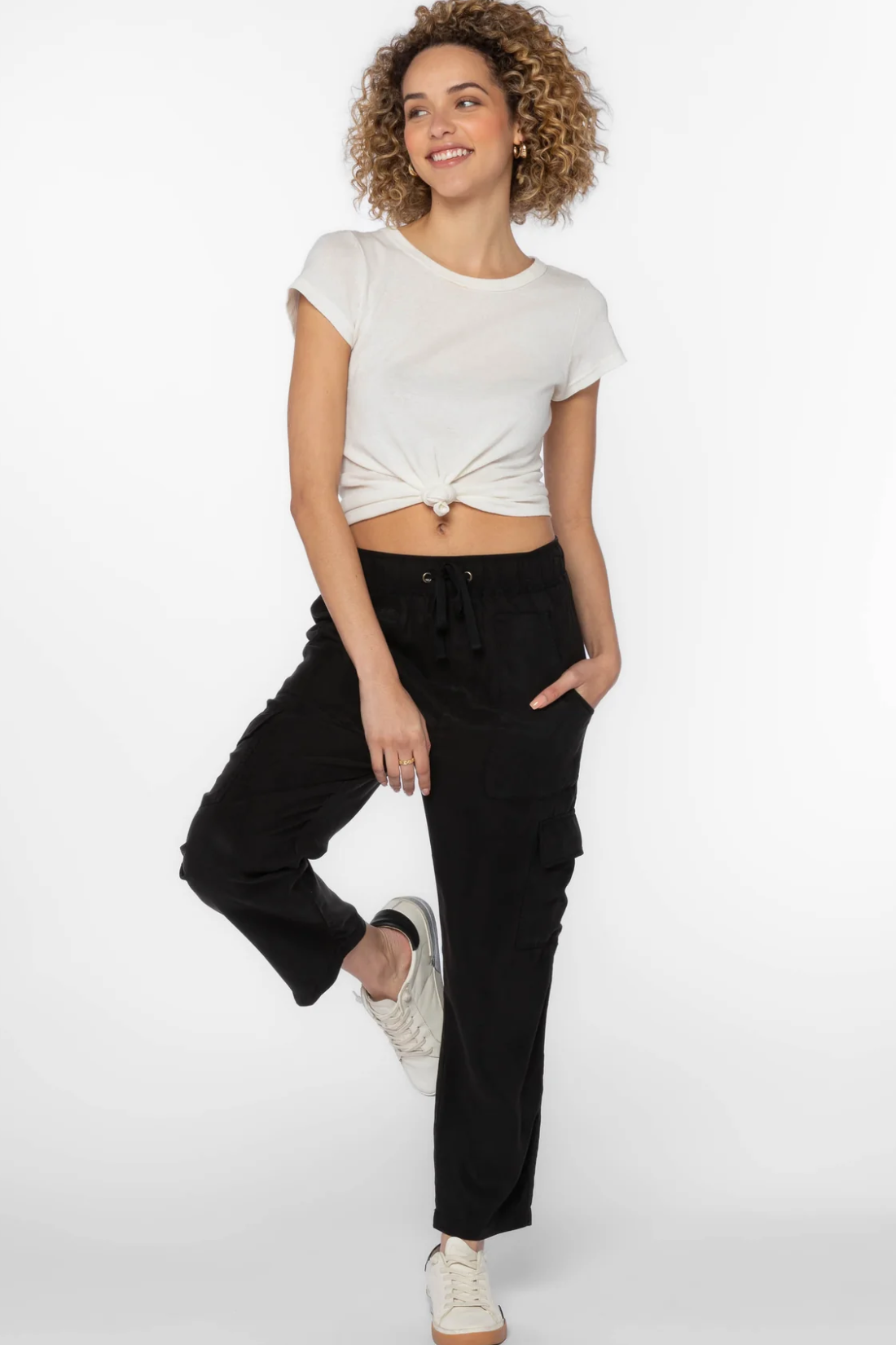 Black Lunay Elastic Drawstring Pants