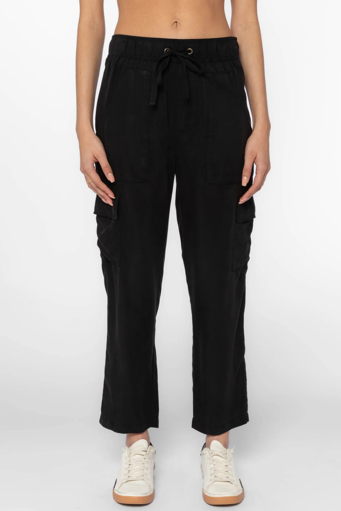 Black Lunay Elastic Drawstring Pants