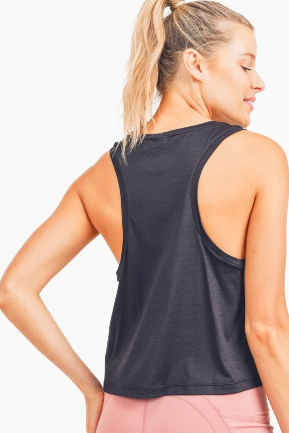 Black Racerback Flowy Cropped Tank Top