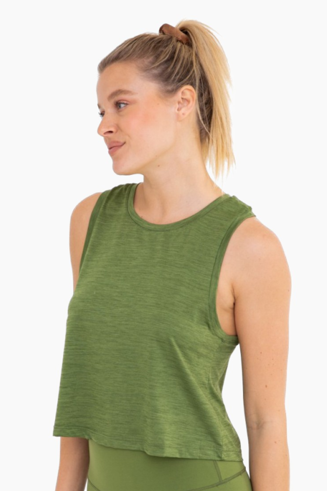 Green Racerback Flowy Cropped Tank Top