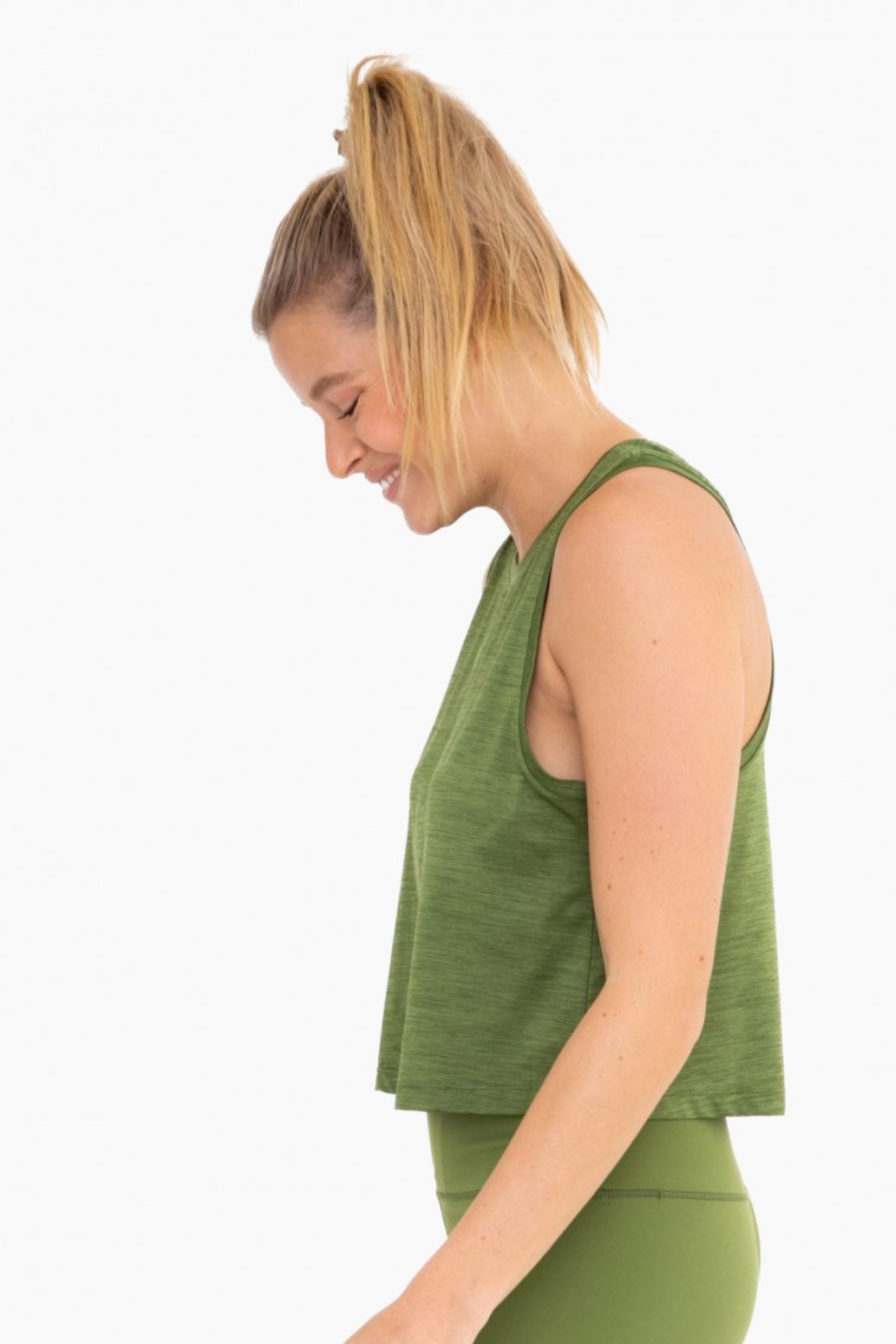 Green Racerback Flowy Cropped Tank Top