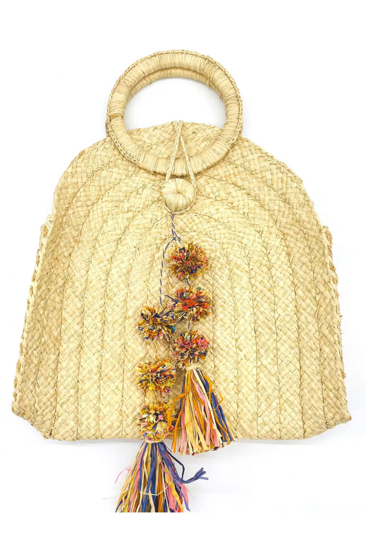 Mission Braided Straw Handbag with Tasselss