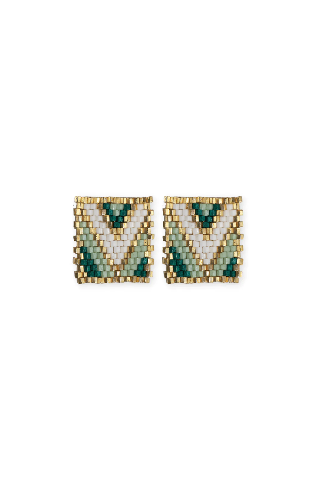 Mint  Kallie Rectangle Post Beaded Earrings