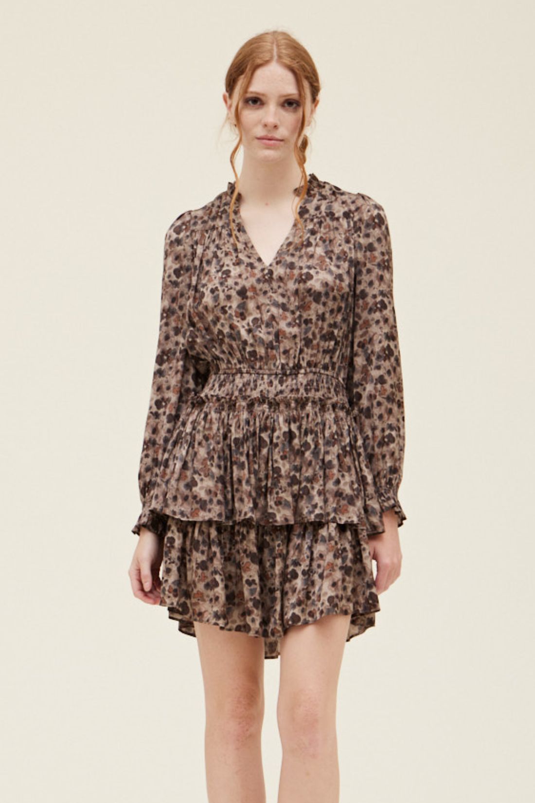 Tawny Print Smocked Mini Dress