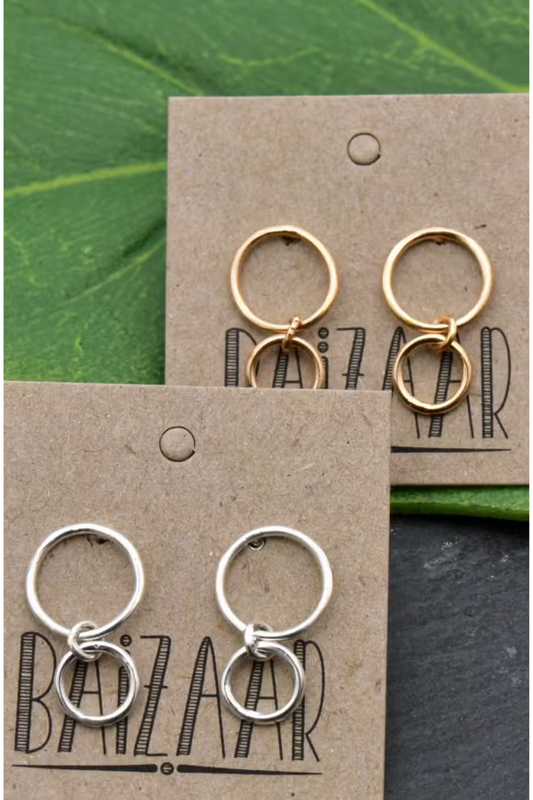 Circle Chain Stud Earring - Gold Plated