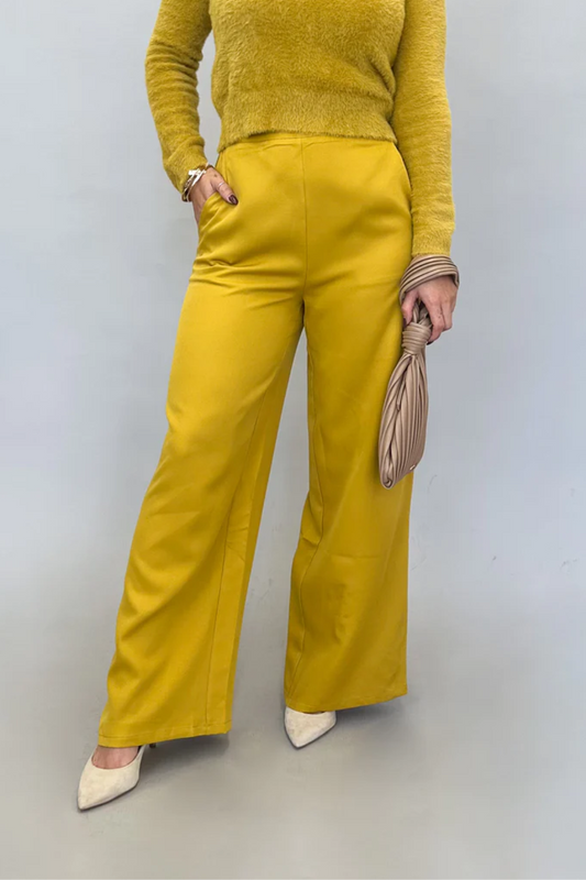 Chartreuse Carrey Wide Leg Pants