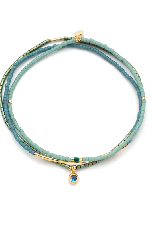 Tonal Chromacolor Miyuki Bracelet Trio - Turquoise/Gold