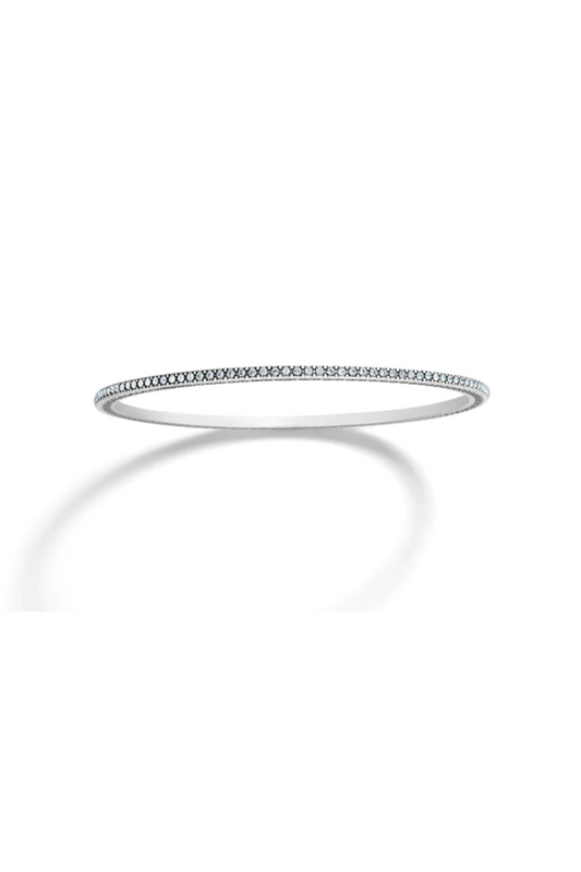 Silver Meridian Thin Bangle