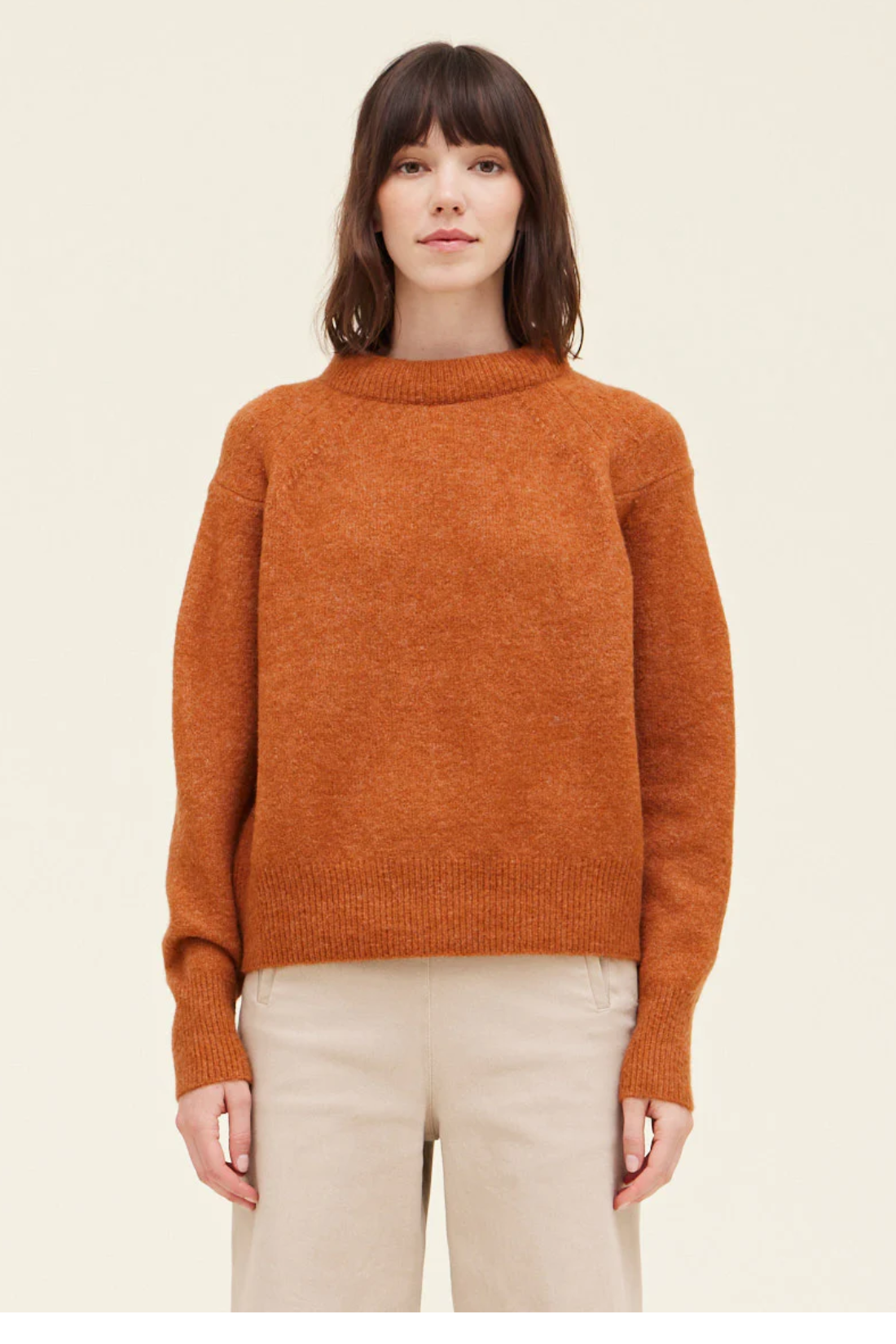 Orange Spice Padded Neckline Long Sleeve Sweater