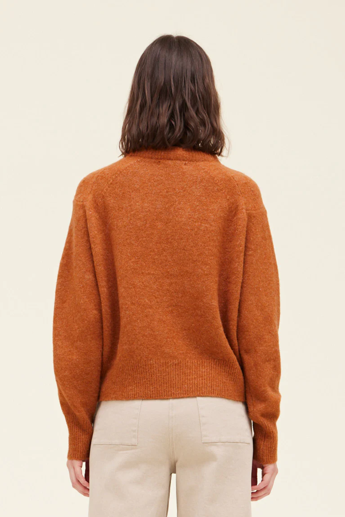 Orange Spice Padded Neckline Long Sleeve Sweater