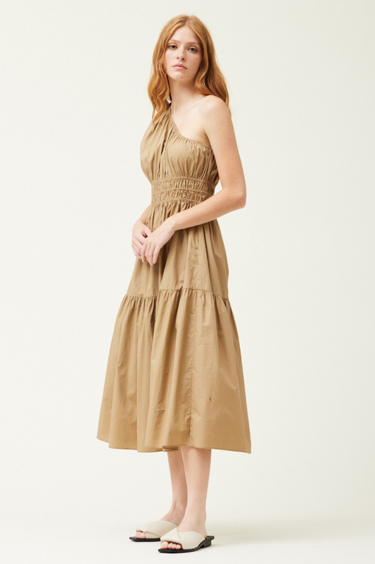 Twig Nice Poplin One Shoulder Midi Dress