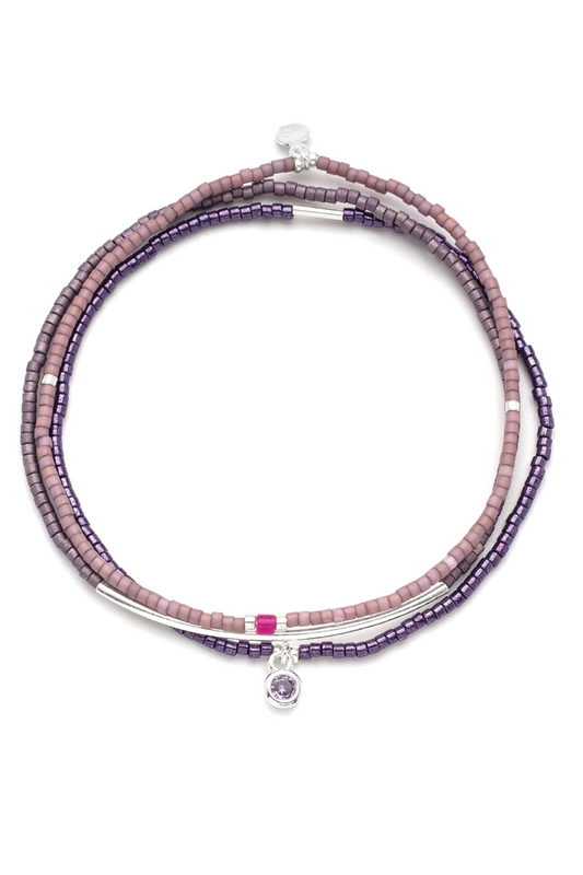 Tonal Chromacolor Miyuki Bracelet Trio - Purple/Silver