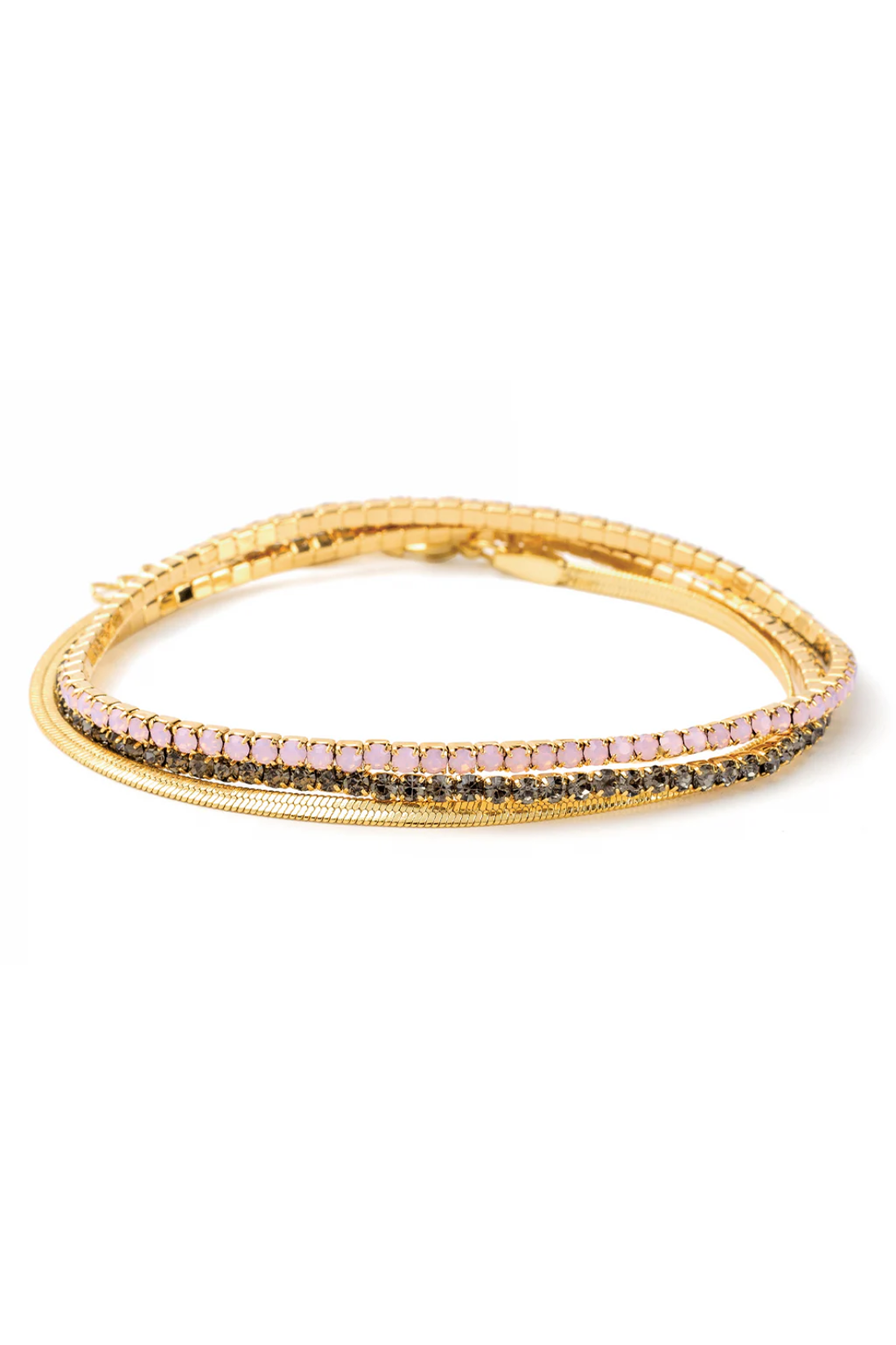 Sparkle & Shine Rhinestone Bracelet Trio - Rose Water Opal/Gold