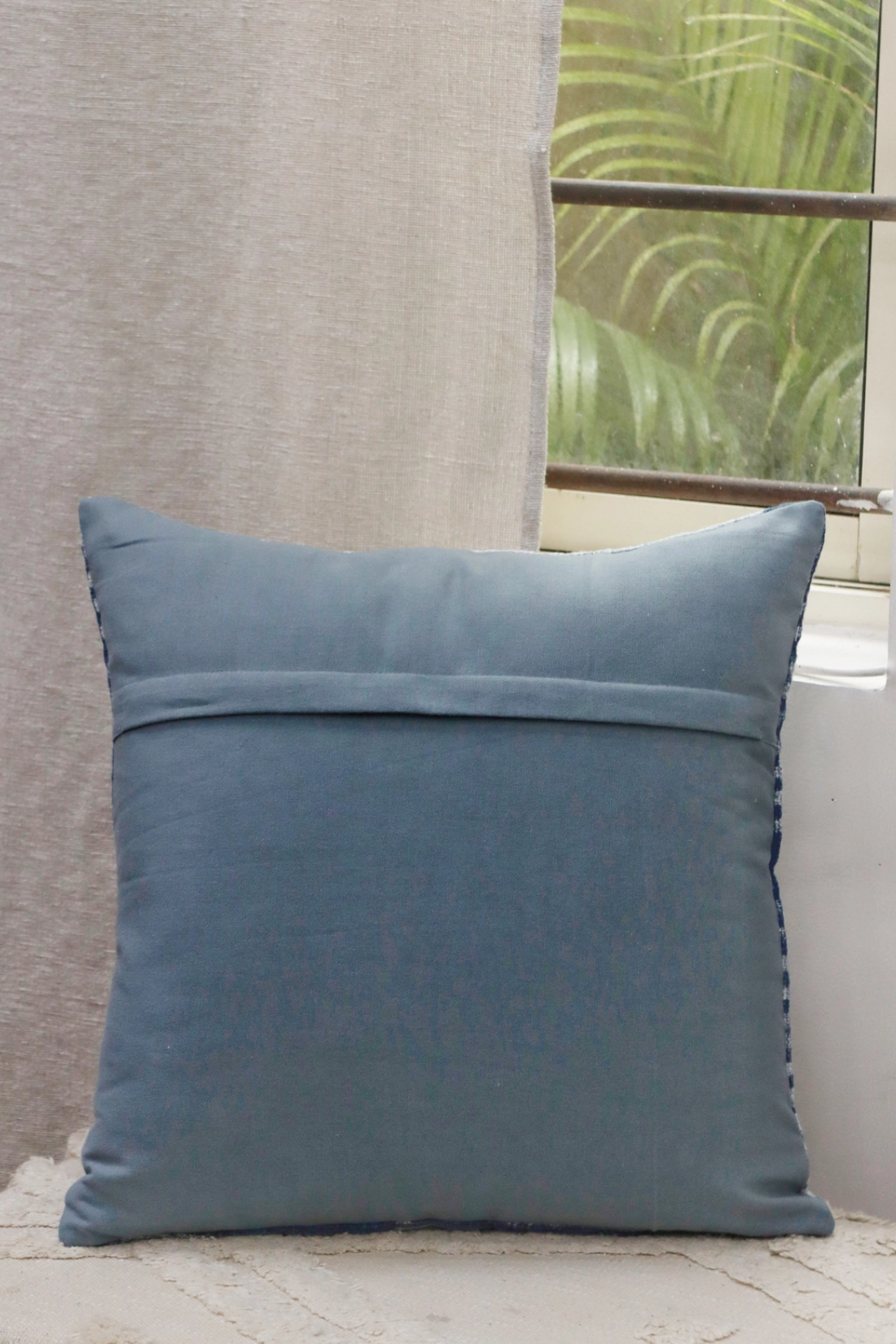 Blue Striped Cotton Pillow Cover