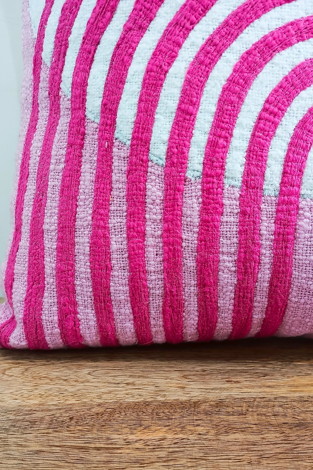 Pink Rainbow Boho Throw Pillow Cover