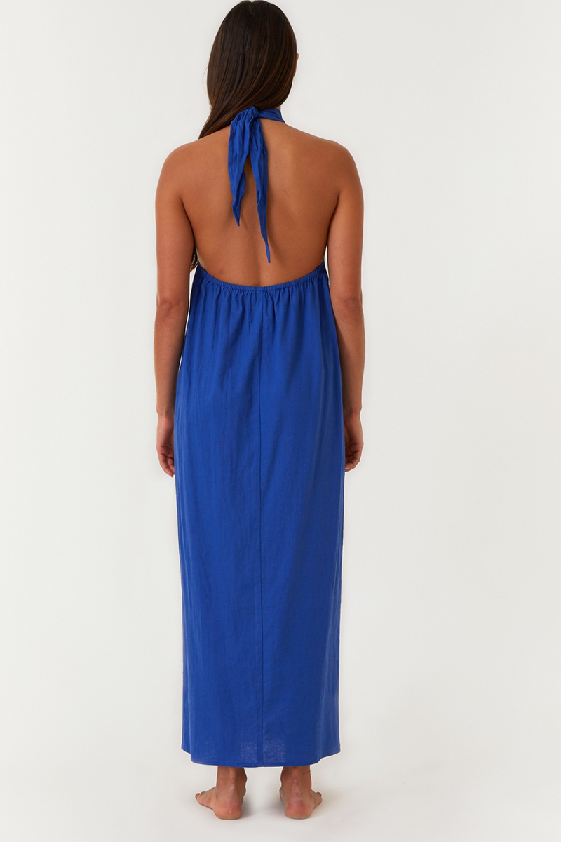 Backless halter maxi dress hotsell