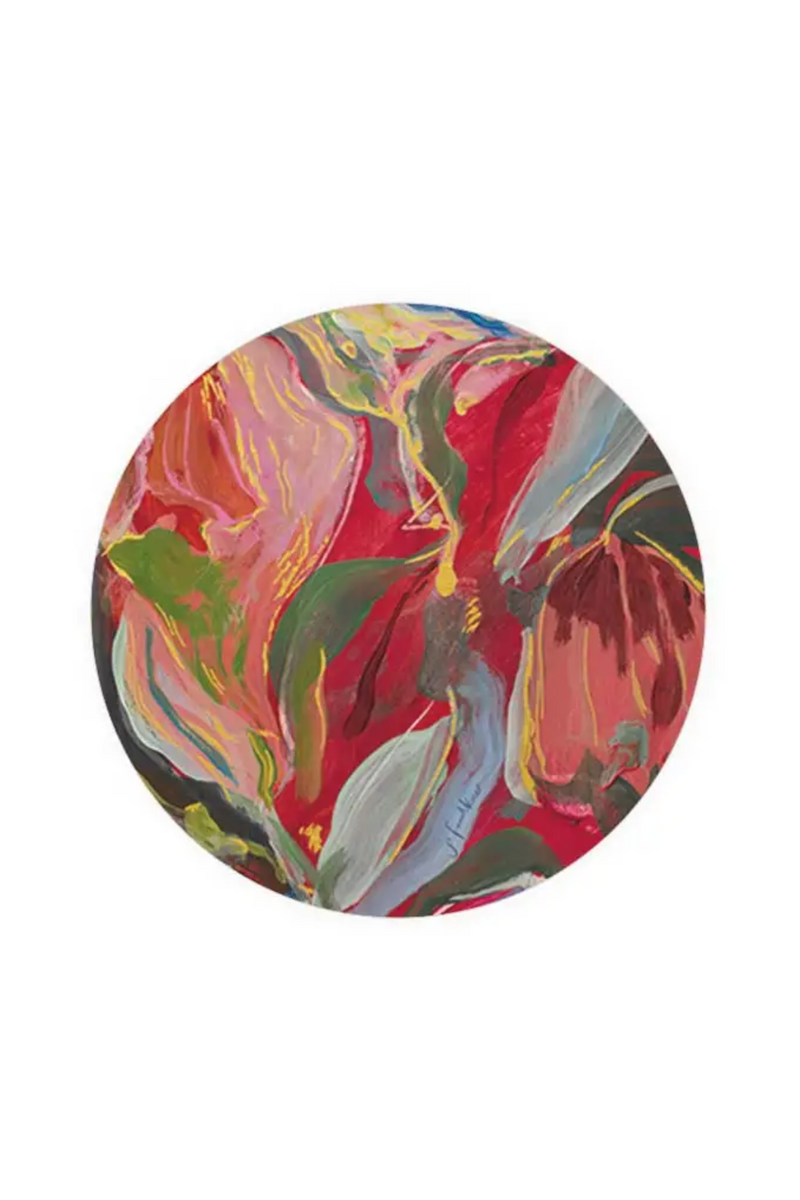 Blue and Red Floral Seedlings Coaster