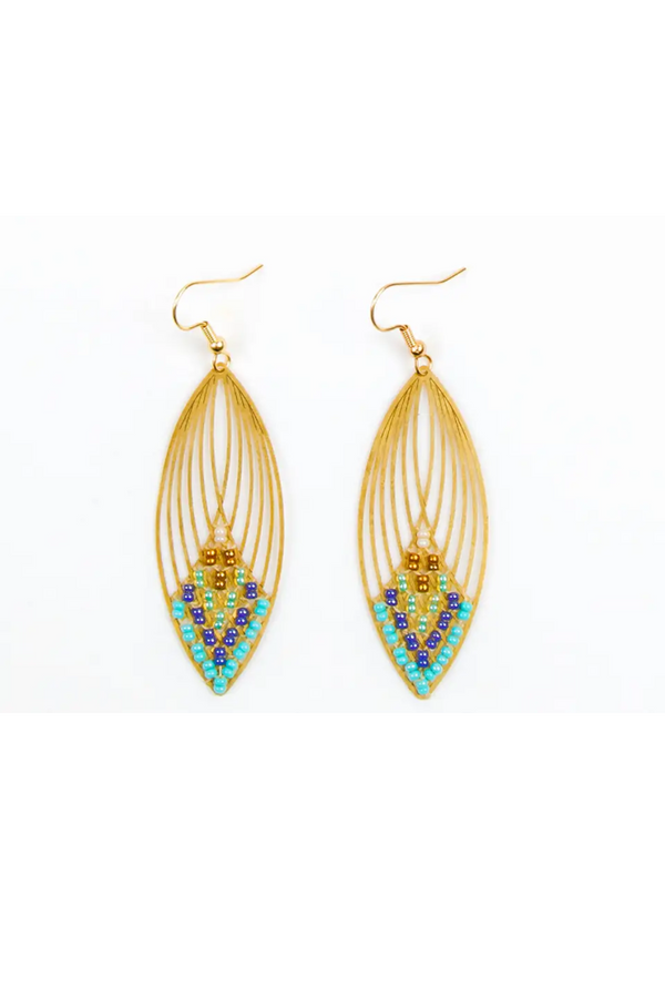 Turquoise Swooping Oval Earring