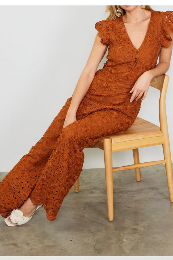 Tuscan Tan Crochet Jumpsuit