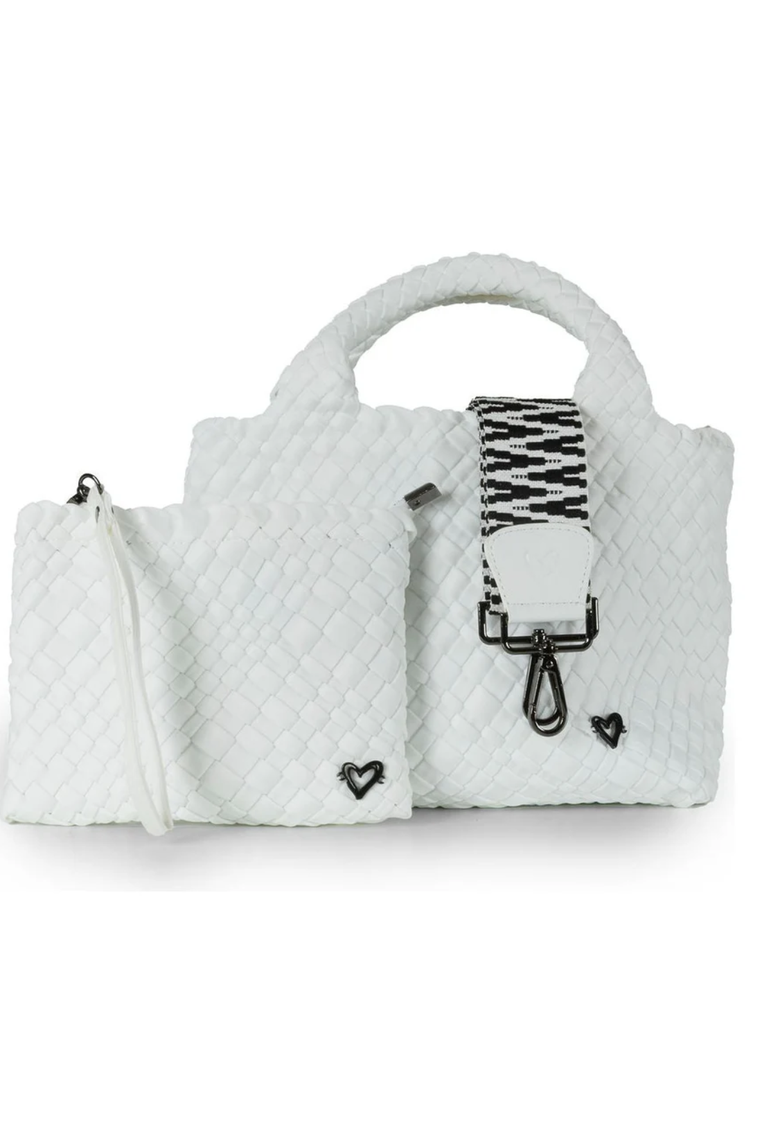 White Brandon Small woven Tote