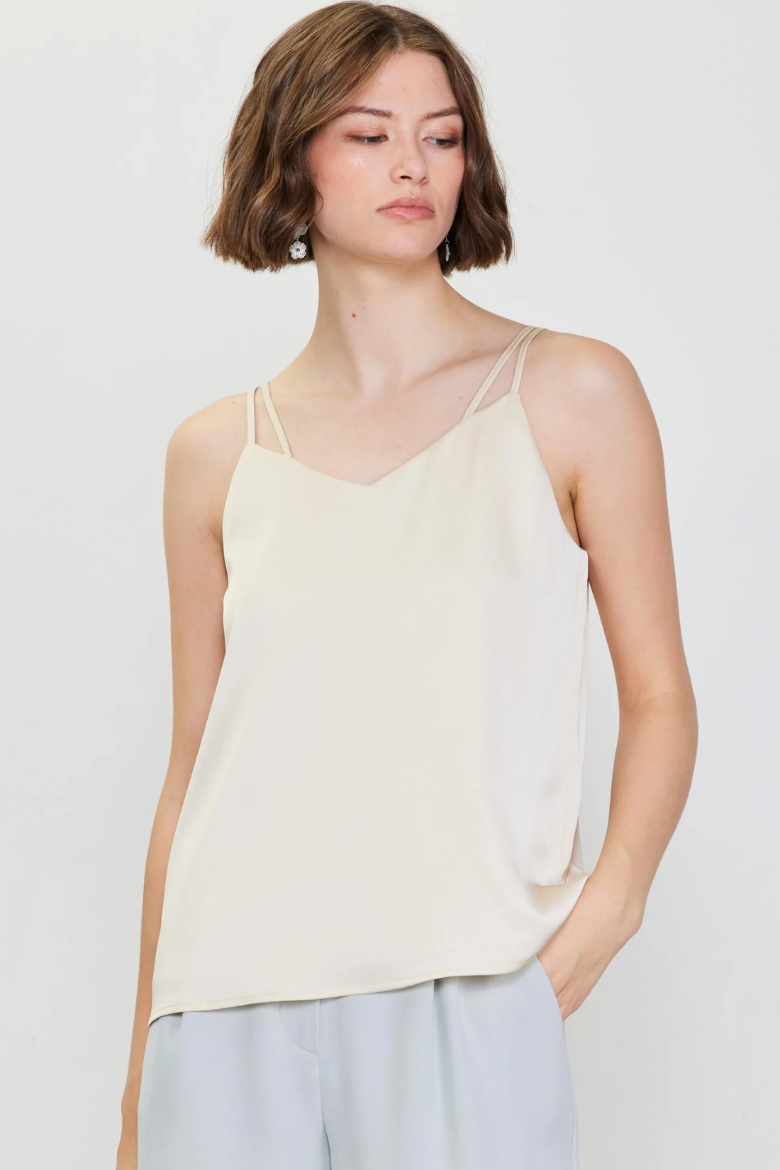 Beige Double Strap Cami