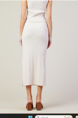 Cream Cable Knit Midi Skirt