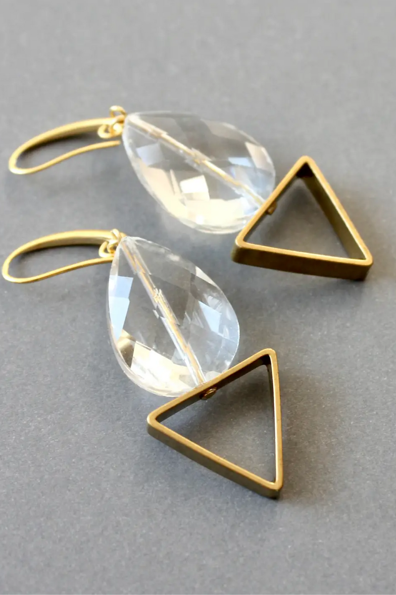 Crystal and Brass Earrings