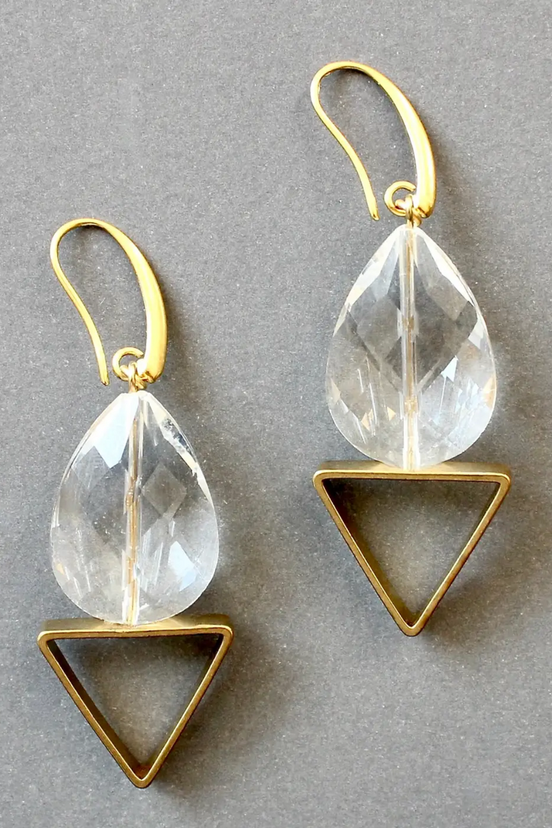 Crystal and Brass Earrings