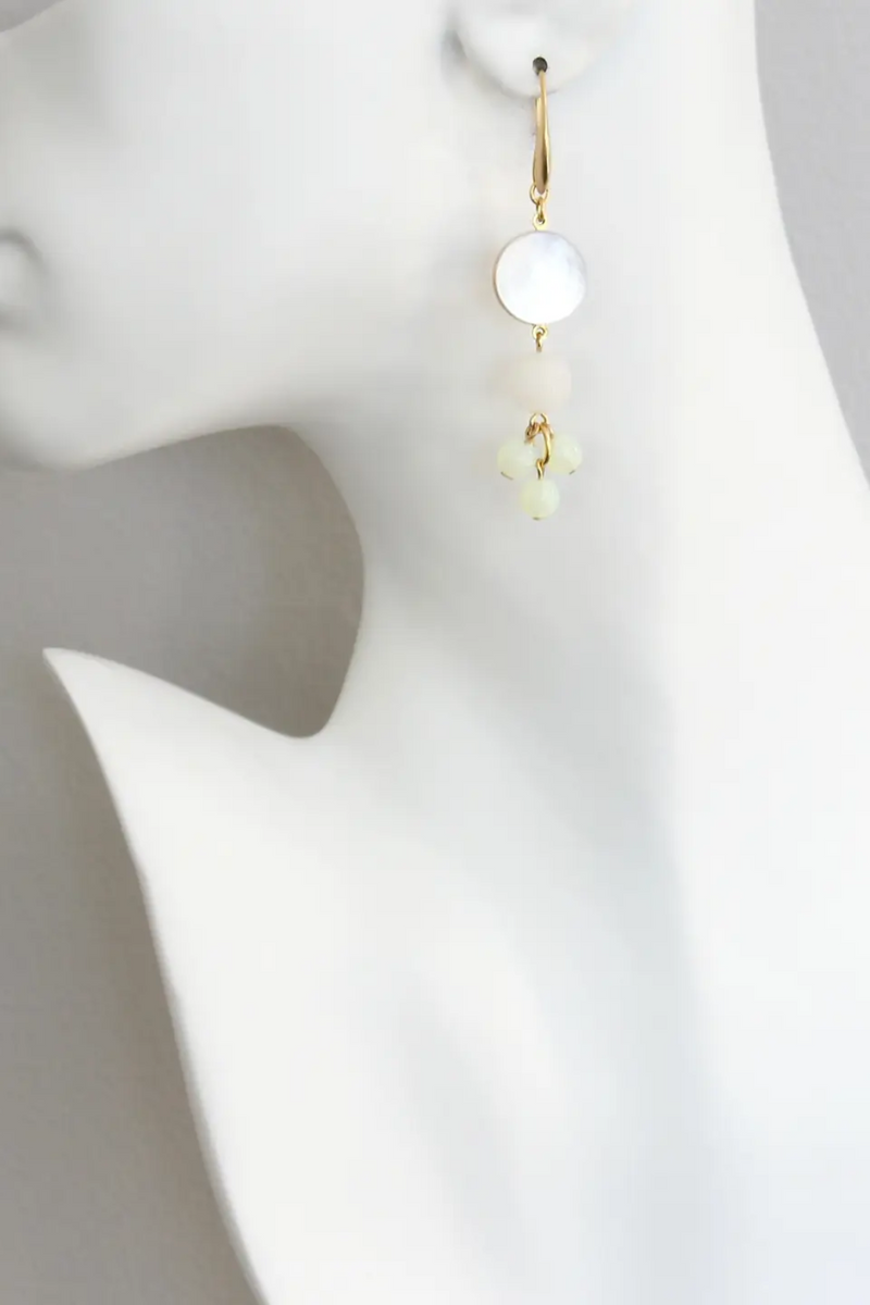 Mother-of-Pearl and Glass Cluster Earrings