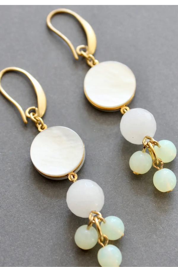 Mother-of-Pearl and Glass Cluster Earrings