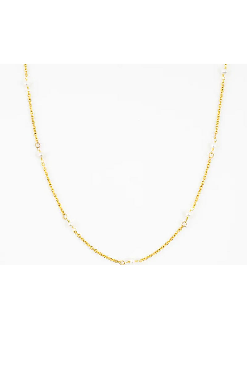 Pearl and Chain Strand Necklace