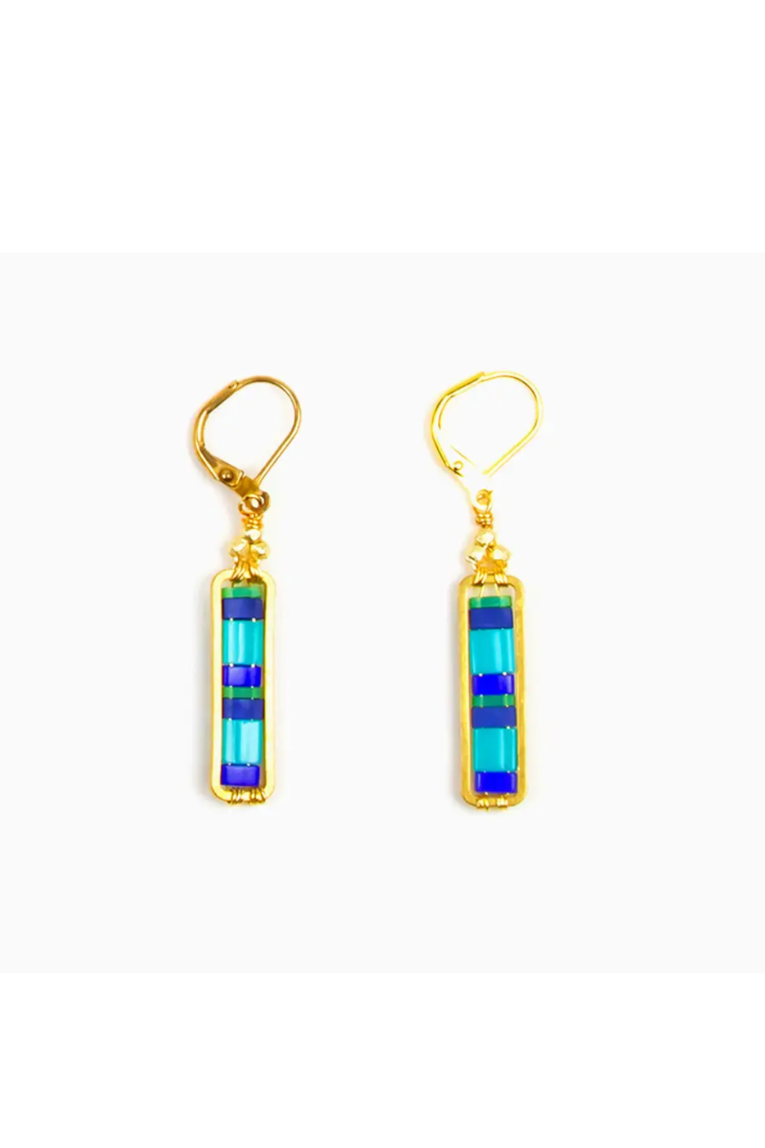 Turquoise Miyuke Color Block Dangle Earrings