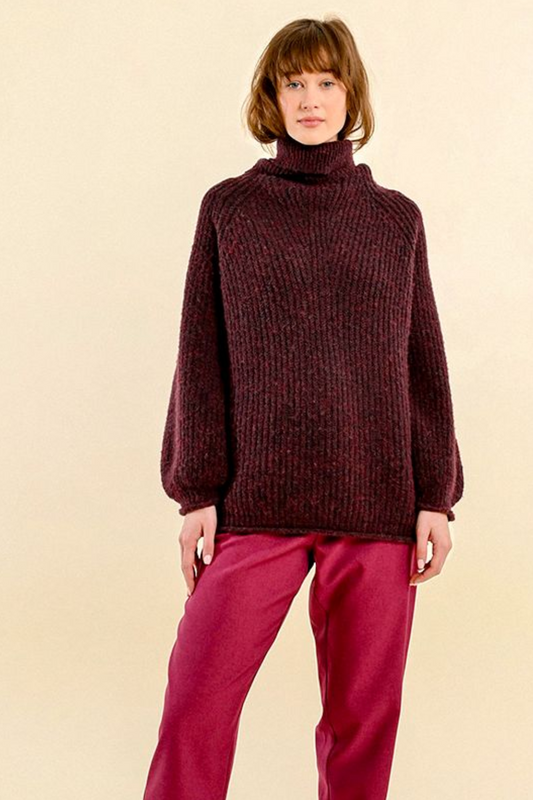 Dark Plum Long Sleeve knit Sweater