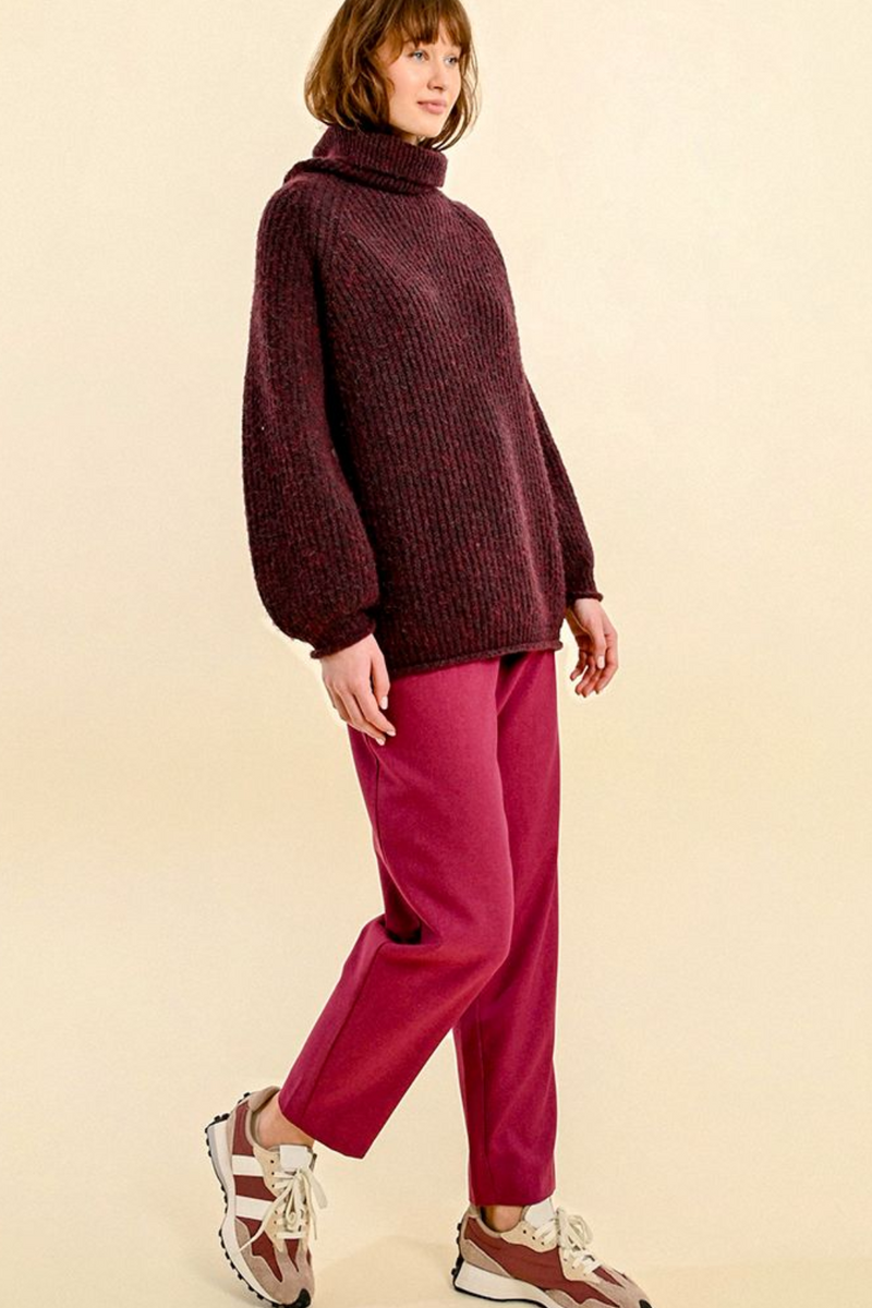 Dark Plum Long Sleeve knit Sweater